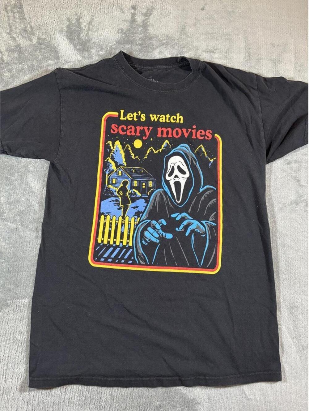 Ghostface Scream Movie T-Shirt Graphic Tee Halloween Scary Movies Horror